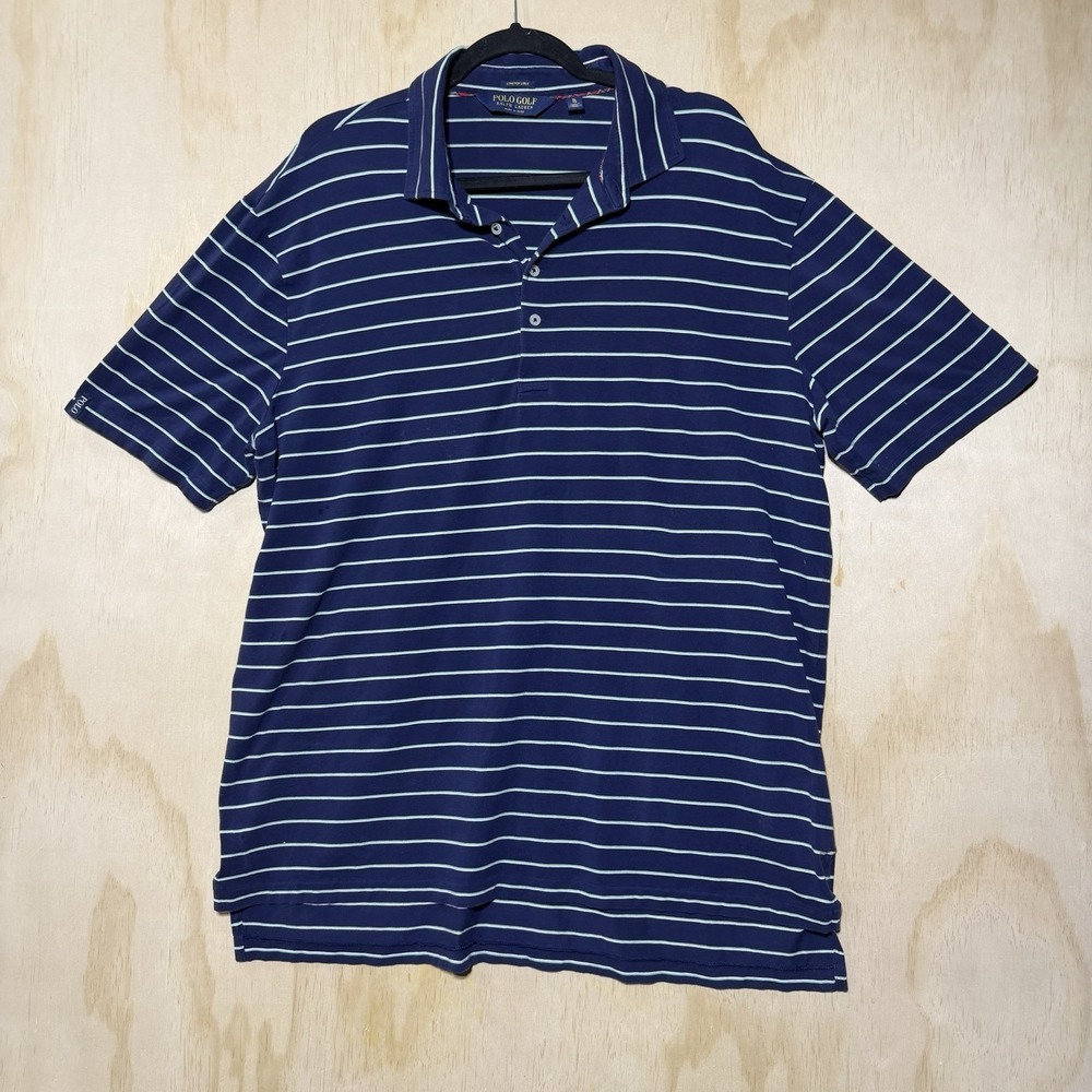 Polo Golf Ralph Lauren Striped Polo Shirt Blue Stretch Mens XL Casual